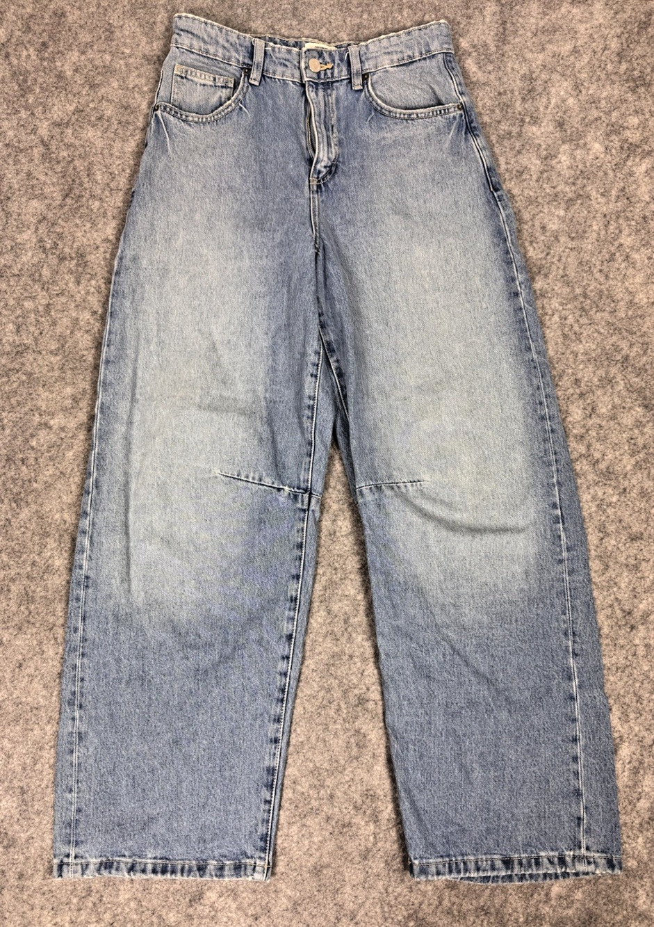 Cotton On Barrel Leg Jeans Womens 26 High Rise Light Wash Cropped 100% Cotton